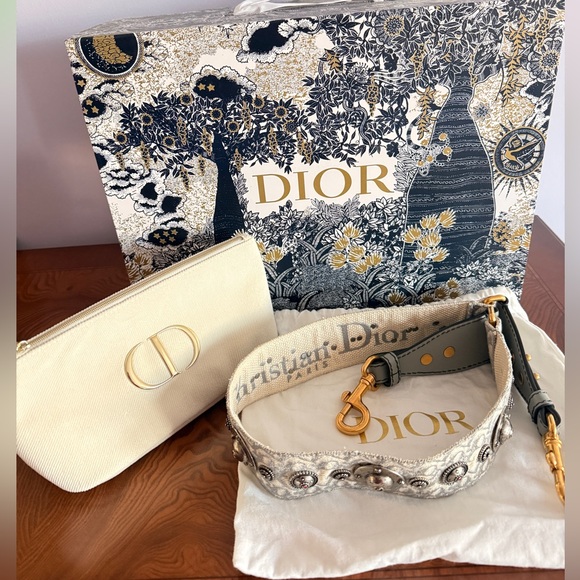 Dior Accessories - Three items:Authentic Dior Gray and Silver Embellished Strap and other two